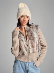 LYSMO Áo khoác lông mịn cho nữ - Màu Khaki - Xem 5