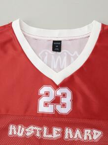 ROMWE MEN Prep Men's 2 In 1 Double Sleeve Long Sleeve T-Shirt, Sports Long Sleeve T-Shirt, Athletic Jerseys - Red - View 5