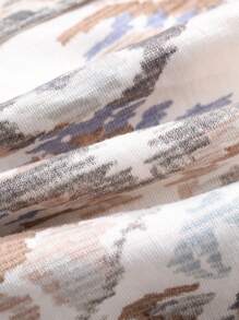 Livesso Print Straight Loose Beach Cover Up Midi Dress For Women Long Sleeve Dress Vacation Outfits Women - Beige - View 4