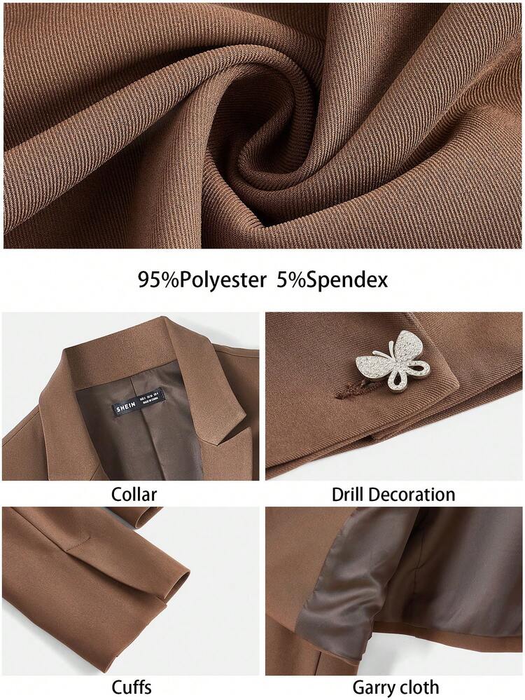 SHEIN Maija Women's Solid Color Simple Style Casual Blazer Jacket, Everyday Wear Valentine's Day,Festival