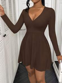 BamGleam V-Neck Seductive Avant-Garde Simple Women's Dress,Mini Short Dress,Fall Dresses For New Year Clothes