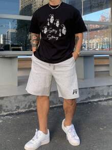 DAZY Men's Simple Print Casual Street Shorts - Grey - View 4