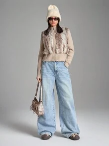 LYSMO Áo khoác lông mịn cho nữ - Màu Khaki - Xem 4