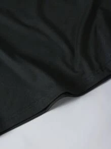 SHEIN 2pcs/Set Teenage Boys Fashion Black T-Shirt And Purple Shorts, Casual Outfit, School, Campus, College - Black - View 6