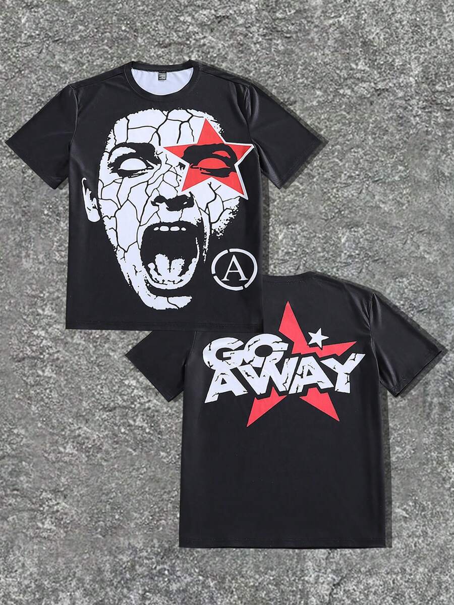 Manfinity EMRG 男士印花 T 恤，休闲简约风格，适合日常穿着