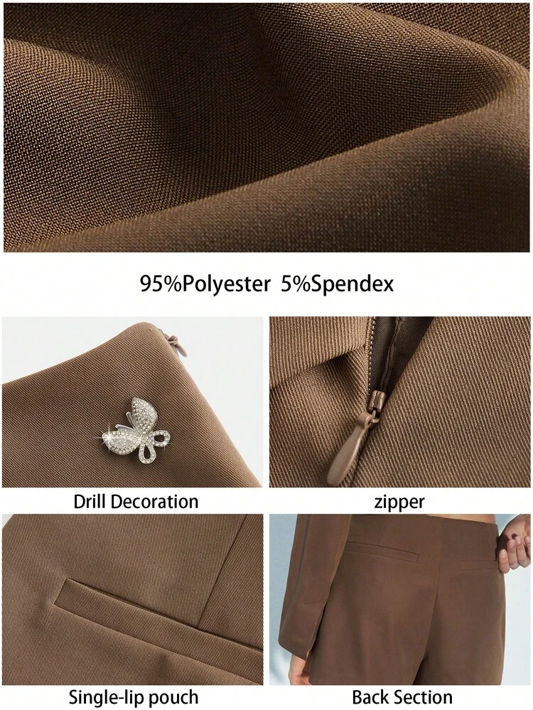 SHEIN Maija Jupe courte et élégante avec un bas asymétrique, décorée de strass et de papillons. Idéale pour la Saint-Valentin et les festivals