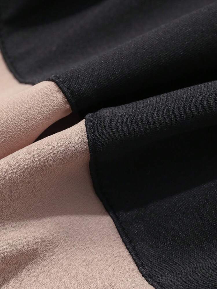 Color Block Ruffle Hem T-Shirt Dress For Women Sundress,Casual Women Dresses