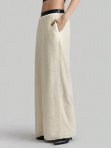 Ontre Damen Aprikot 90er Jahre Stil Lässig Gerade-Bein Frühlings Hose, Urban Chic minimalistisches Mode, Alltags Tragen - Verschiedenfarbig - Übersicht 3