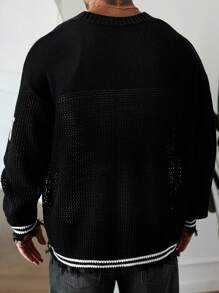 Manfinity Hypemode Men's Casual Button-Up Cardigan With Number Print, Long Sleeve For Autumn/Winter