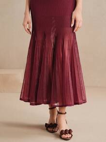 Anewsta 女士纯色百褶裙，优雅毛衣裙，秋冬