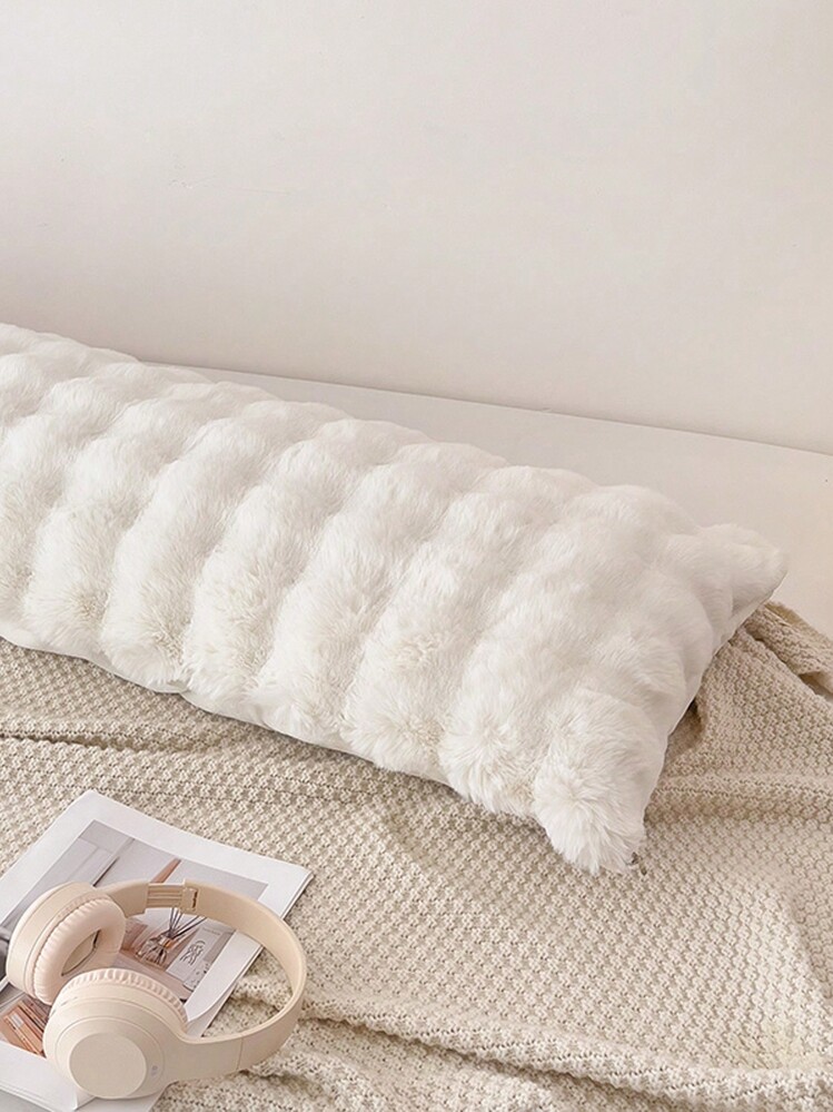 2pcs White Rabbit Fur Plush Pillow Covers, Simple Elegant Modern Polyester Plush Soft Warm Pillow Shams For Autumn/Winter - White - View 6