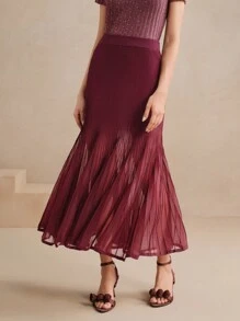 Anewsta 女士纯色百褶裙，优雅毛衣裙，秋冬