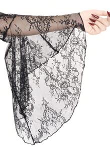 ROMWE Goth Ropa gótica, vintage, romántica y lujosa con mangas abullonadas y encaje de estilo corte imperial para el Día de San Valentín - Burdeos - Ver 7