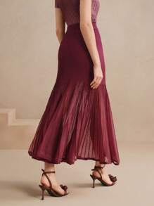 Anewsta 女士纯色百褶裙，优雅毛衣裙，秋冬