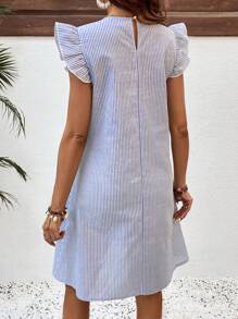 SHEIN Robe décontractée à rayures sans manches pour femmes enceintes, minimaliste et - Bleu azur - Voir 2