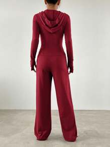 SHEIN EZwear 紧身连帽外套和直筒裤休闲运动套装