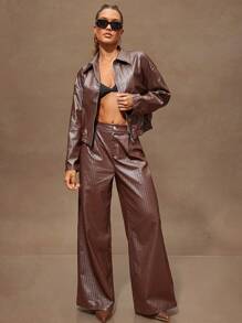 Denimoi Chaqueta de moda con cremallera y cuello para mujer, de manga larga, en piel de imitación, para otoño