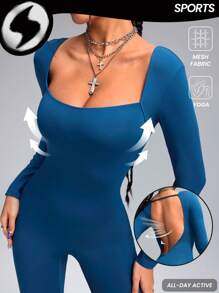 Innovista Damen Langarm sexy rückenfrei figurbetonter Jumpsuit mit weitem Bein, schwarzer Jumpsuit Workout, Jumpsuit für Frauen, Jumpsuit, Tennis Damen Outfits, Bauchformende & Po-hebende Jumpsuit-Shorts, Yoga, Gym, Motorrad, Spandex, Herbst-Winter-Bekleidung, Pilates, Outdoor Yoga