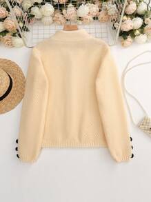 SHEIN LUNE Women's Vintage Casual Business Single-Breasted Cardigan Sweater Fall Cloth For Women - Beige - View 2