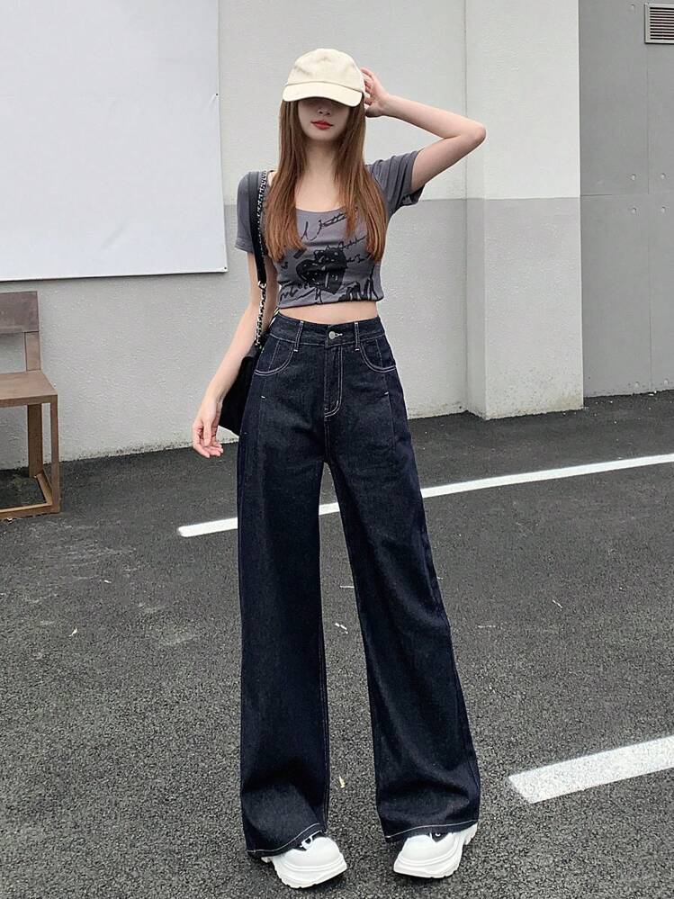 DAZY レディース ワイドレッグジーンズ | SHEIN JAPAN