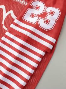 ROMWE MEN Prep Men's 2 In 1 Double Sleeve Long Sleeve T-Shirt, Sports Long Sleeve T-Shirt, Athletic Jerseys - Red - View 3