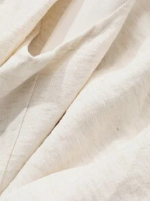 DAZY 2 件套女士套装：纯色单排扣背心和亚麻褶皱 A 字裙