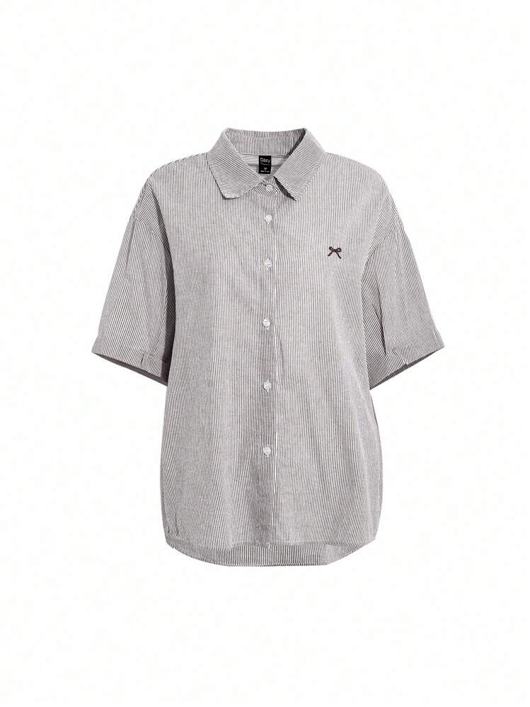 DAZY SHEIN X AYA NAKAMACHI Women's Loose Short Sleeve Shirt With