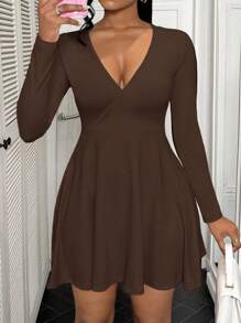 BamGleam V-Neck Seductive Avant-Garde Simple Women's Dress,Mini Short Dress,Fall Dresses For New Year Clothes