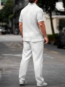 Manfinity RSRT Men's Shirt Set, Top & Pants, Casual & Stylish Everyday Wear - White - View 2