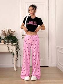 SHEIN EZwear Women's Summer Casual Minimalist Pink Pants For Everyday Wear