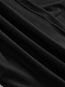 ROMWE Dark Gothic High Stretch Knit Lace Patchwork Black Pajama Bottoms - Black - View 3