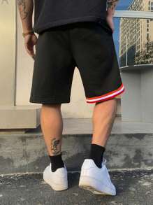 DAZY Herren Lässig Sport Basketball Shorts mit Buchstabenaufdruck - Schwarz - View 2