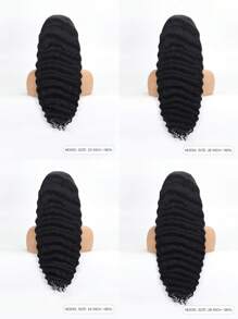 Wear&Go Deep Wave 6X4 透明预切蕾丝封口假发 16-28 英寸黑色预拔自然发际线人发高品质女士假发日常使用透气帽感觉气流全天未处理原始人发假发 - Natural Black - 查看 6
