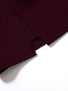 Sweetra Petite Váy ngắn chữ A đơn giản, đa năng, giản dị, dành cho nữ, màu đỏ tía cao cấp - Màu Đỏ Sâu - Xem 3