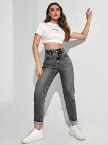 SHEIN EZwear Casual Denim Jeans, Stylish And Suitable For Everyday Wear - Dark Grey - View 5