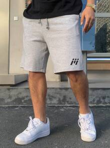 DAZY Men's Simple Print Casual Street Shorts - Grey - View 3