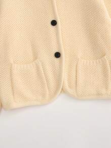 SHEIN LUNE Women's Vintage Casual Business Single-Breasted Cardigan Sweater Fall Cloth For Women - Beige - View 6