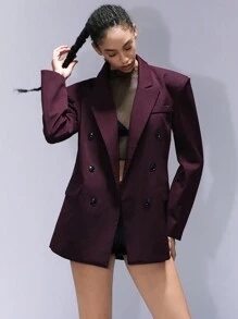 Aveloria Affinna Commute Vintage Exaggerated Shoulder Padded Burgundy Women's Long Sleeve Suit Jacket Fall Cloth For Women - Burgundy - View 1