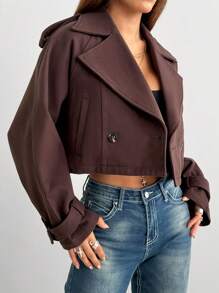 SHEIN EZwear 女士约会之夜外出基本款粗花呢短款夹克