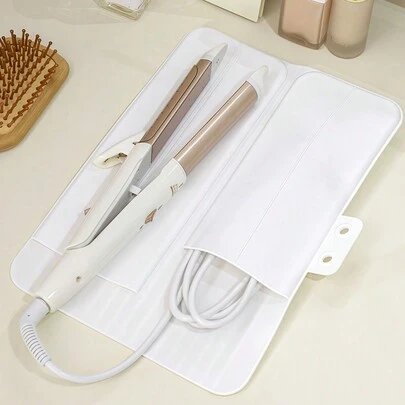 1 Túi đựng máy uốn tóc màu trắng di động, Túi đựng đồ trang điểm du lịch dung tích lớn đựng đồ vệ sinh cá nhân, mỹ phẩm, cọ và phụ kiện