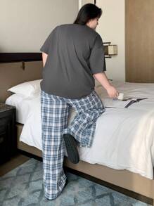 Dazy Plus 2pcs Set Loose Pajama Top And Bottoms, All Season Casual Loungewear - Grey - View 2