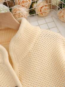 SHEIN LUNE Women's Vintage Casual Business Single-Breasted Cardigan Sweater Fall Cloth For Women - Beige - View 8