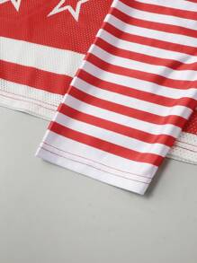 ROMWE MEN Prep Men's 2 In 1 Double Sleeve Long Sleeve T-Shirt, Sports Long Sleeve T-Shirt, Athletic Jerseys - Red - View 6