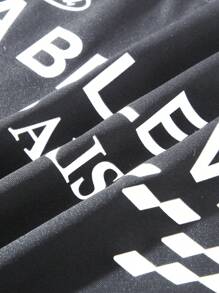 Manfinity EMRG 男士字母印花撞色短袖休闲 Polo 衫 - 深灰色 - 查看 6