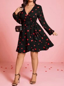 SHEIN Clasi 大码简约时尚休闲日常连衣裙，情人节 - 黑色 - 查看 4