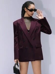 Aveloria Affinna Commute Vintage Exaggerated Shoulder Padded Burgundy Women's Long Sleeve Suit Jacket Fall Cloth For Women - Burgundy - View 6