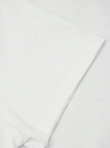 Calvaya Plus情人节巴黎埃菲尔铁塔图案印花T恤休闲舒适圆领T恤春夏版女上衣 - 白色 - 查看 4