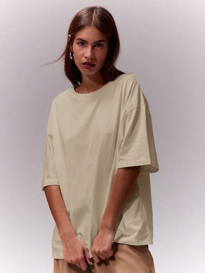 MUSERA Oversized Crew Neck T-Shirt Casual Oversized Airport Fall Back To School Autumn Winter Elegant