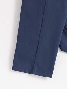 SHEIN 男童休闲松紧腰带口袋宽松裤，秋冬季时尚百搭 - 寶藍色 - 查看 5