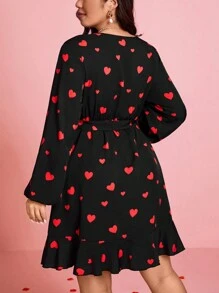 SHEIN Clasi 大码简约时尚休闲日常连衣裙，情人节 - 黑色 - 查看 2